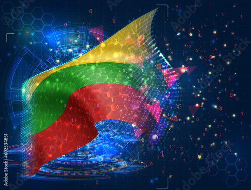 Bulgaria,  vector flag, virtual abstract 3D object from triangular polygons on a blue background