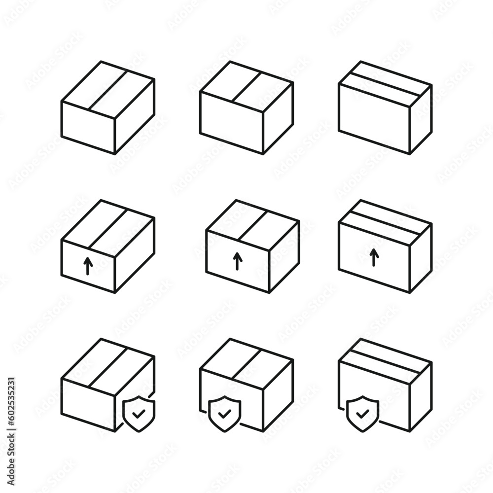 Editable Set Icon of Box Delivery, Vector illustration isolated on white background. using for Presentation, website or mobile app