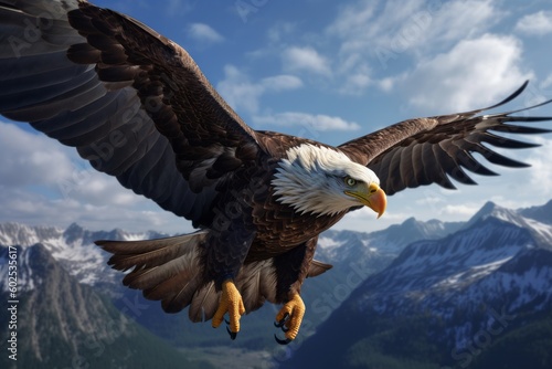 bald eagle in flight. Generative AI © Andreas