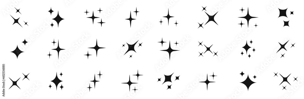 Star vector icon set. Star sparkle symbols. Stars collection. Sparkle vector icons. Vector - obrazy, fototapety, plakaty 