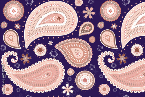 Cute paisley abstract floral pattern background elements