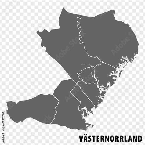 Blank map Vasternorrland  County  of  Sweden. High quality map Vasternorrland County on transparent background for your web site design, logo, app, UI.  Sweden.  EPS10. photo