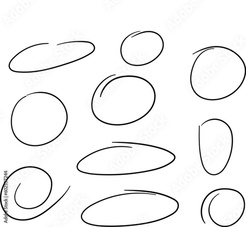 Hand drawn underlines,circles,rings,stroke, black lines