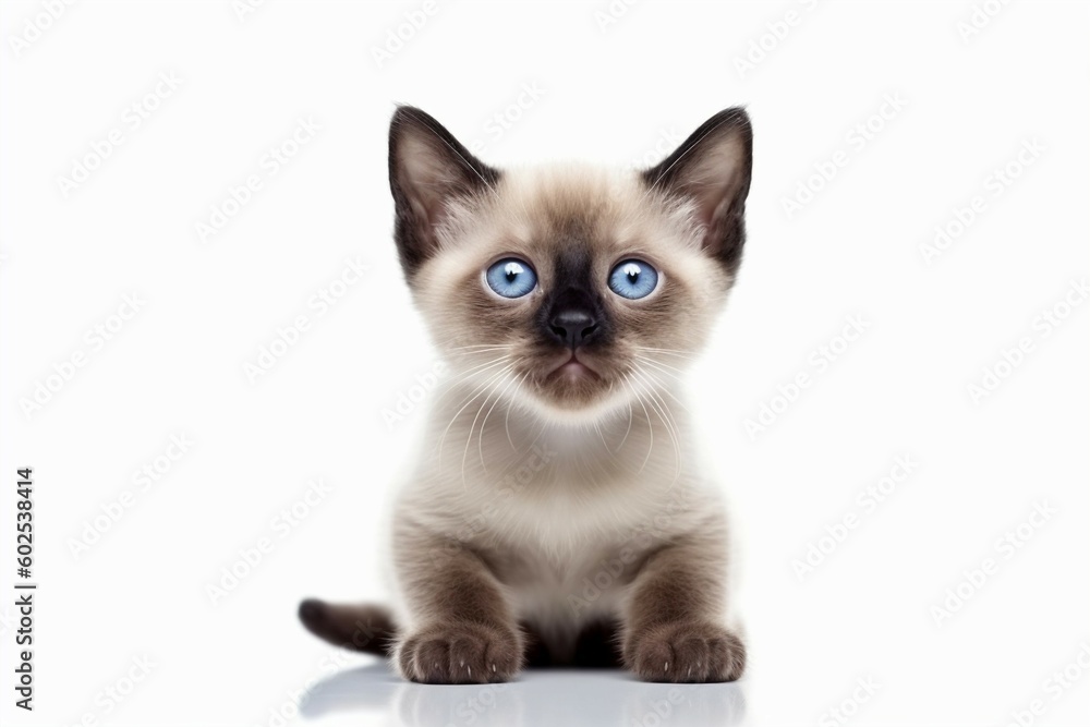 Cute siamese kitten cat. Created with Generative AI technology
