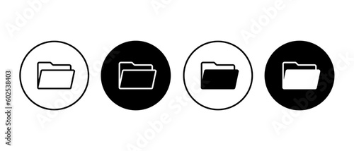 Folder data vector icon set. Outlone document directory symbol in circle