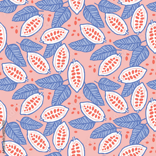 cacao beans seamless pattern