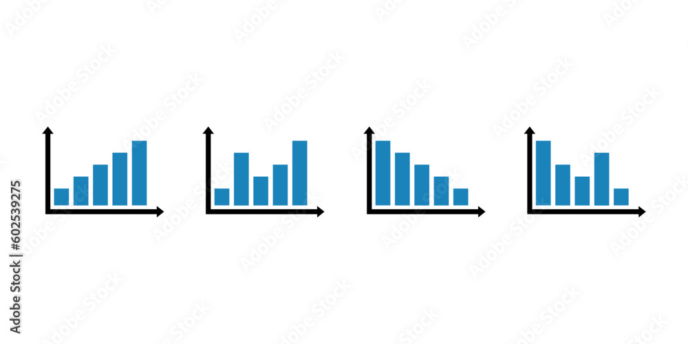 Graph icon set vector flat style isolated on gray background. Bar chart symbol for app, website. Vector illustration