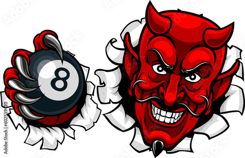 Devil Angry Pool 8 Ball Bil...