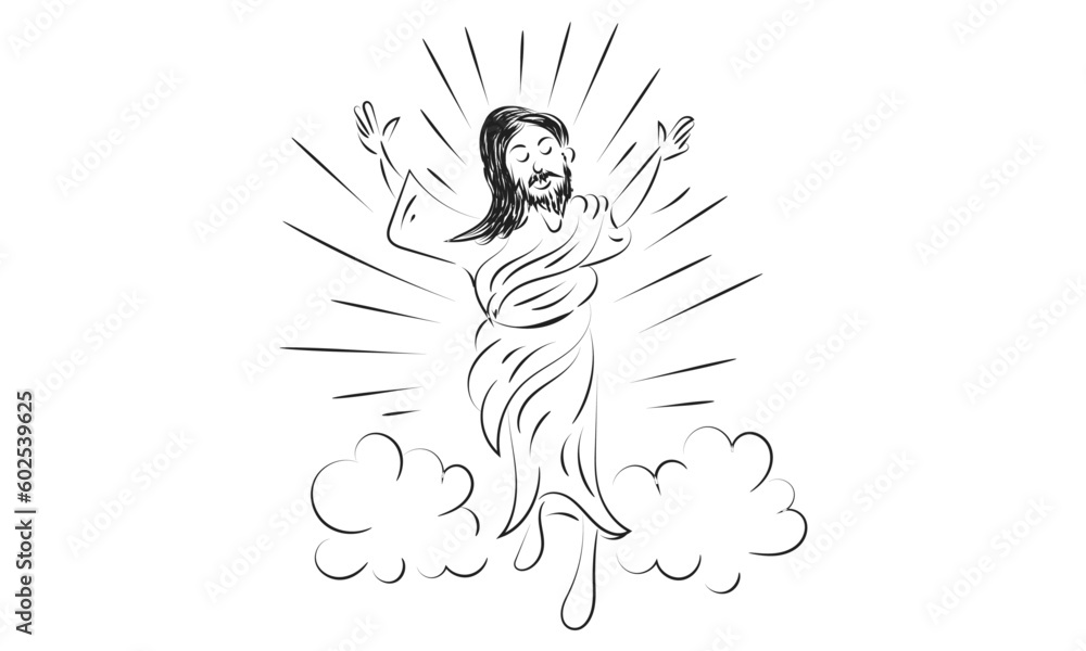 Happy Ascension Day Design with Jesus Christ In Heaven Happy Ascension Day Design with Jesus Christ In Heaven