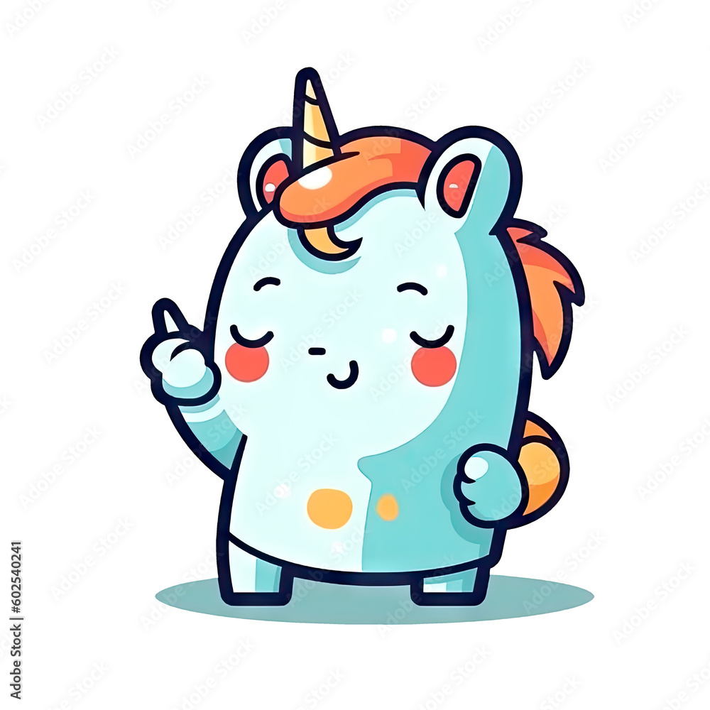 Cute Unicorn pony child princess angel animal, sweet pastel color. Doodle Nursery decoration, hand drawn. Perfect for kid greeting card, Print t shirt, fashion artworks. Ai generative.