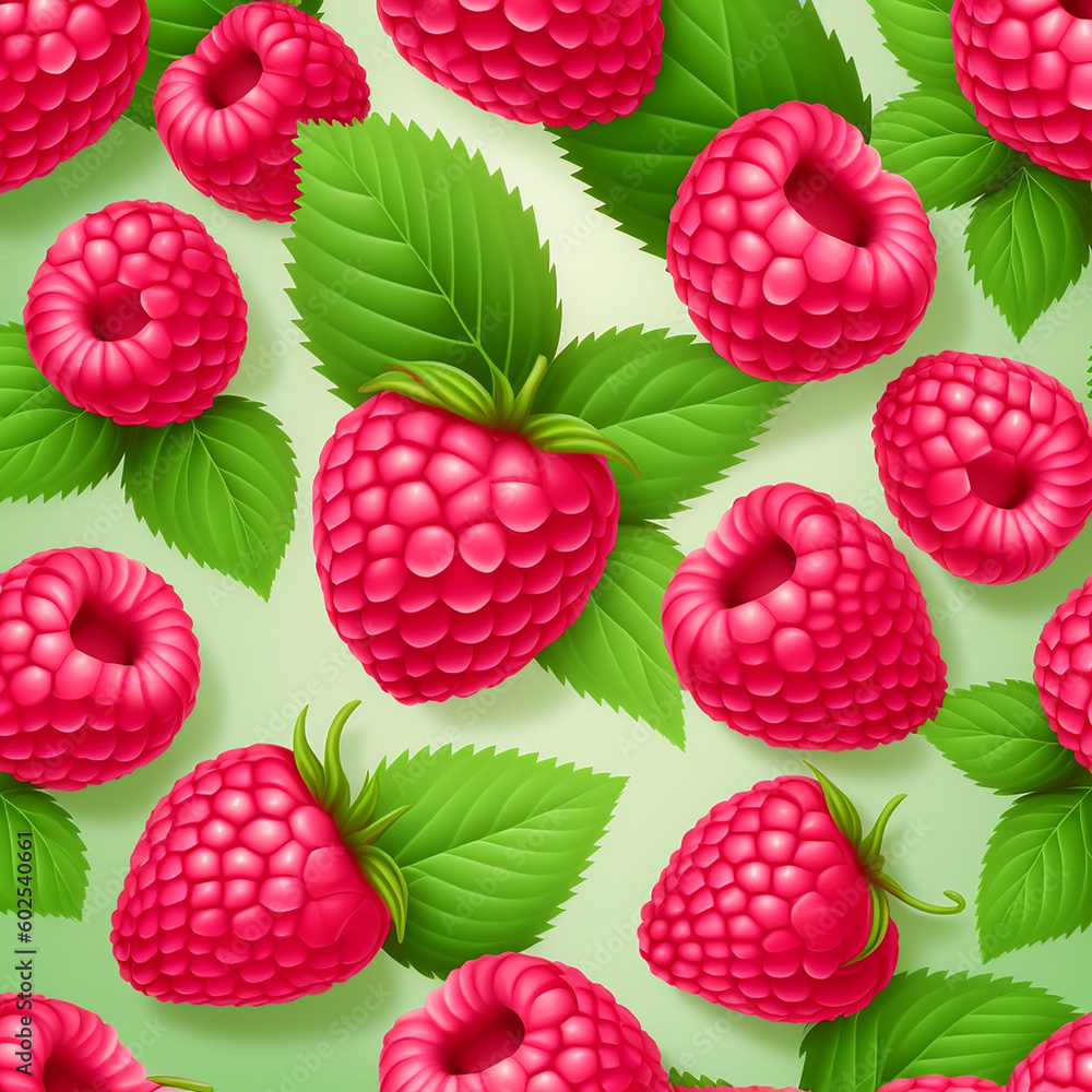Pattern with berries and raspberry leaves, beautiful wallpaper Pattern with berries and raspberry leaves, beautiful wallpaper