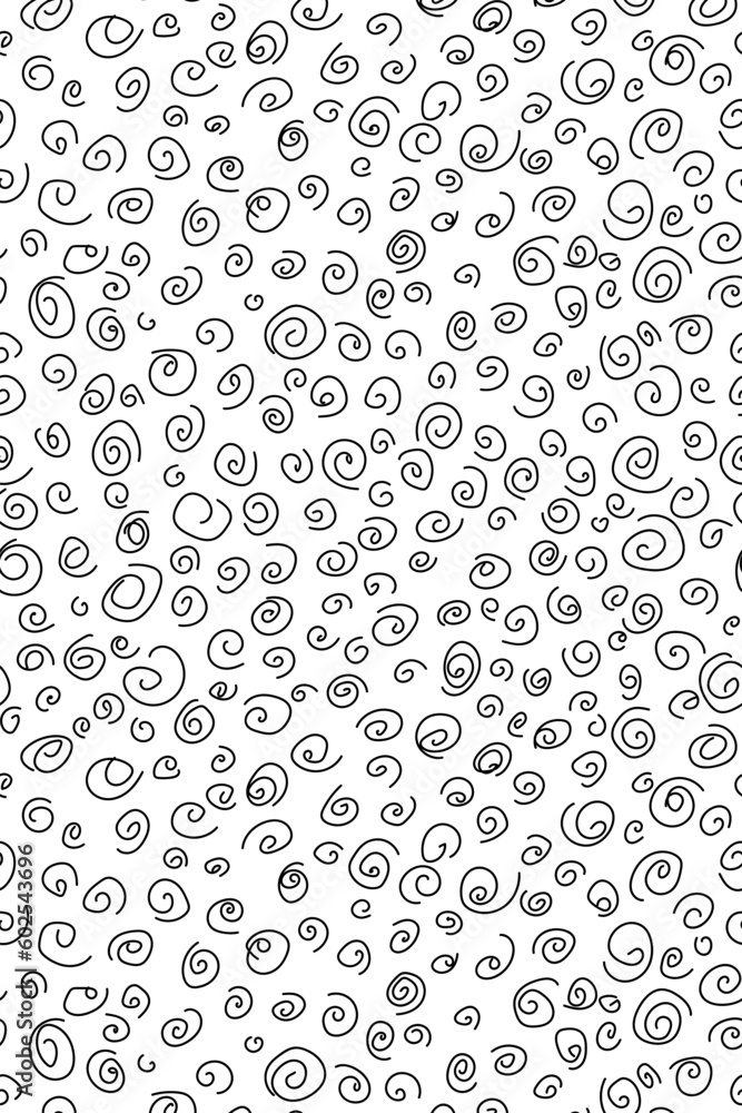 Vector doodle seamless pattern black curls on white background. Vector doodle seamless pattern black curls on white background.