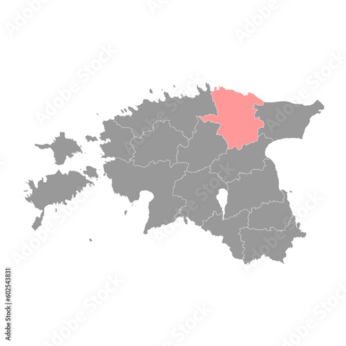 Laane Viru county map, the state administrative subdivision of Estonia. Vector illustration.