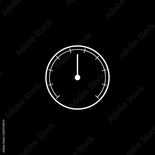 Speedmeter tachometer accelerate barometer benchmark meter icon isolated on black background  photo