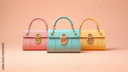 bags on a pastel background. Ai generated 