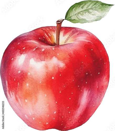 Red Apple Watercolor Illustration. Generative AI
