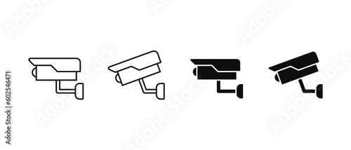 Security camera vector icons set. CCTV camera outline symbol