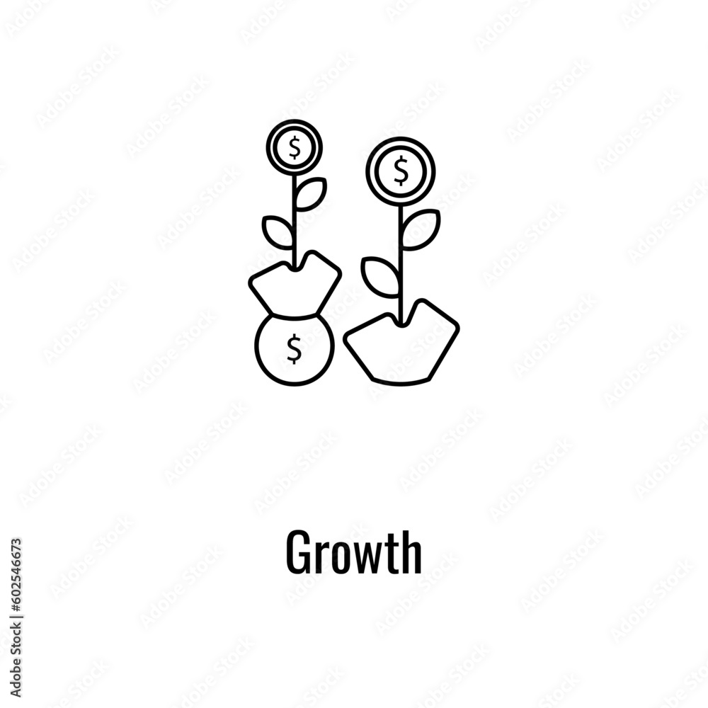 Growth line icon. Financial and business outline sign and symbol.