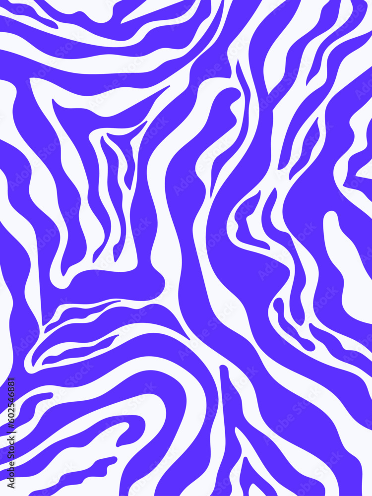 Abstract poster with a zebra pattern. Blue stripes and waves. Modern interior design. Creative animalistic sketch. Hand drawn vector design. Abstract poster with a zebra pattern. Blue stripes and waves. Modern interior design. Creative animalistic sketch. Hand drawn vector design.