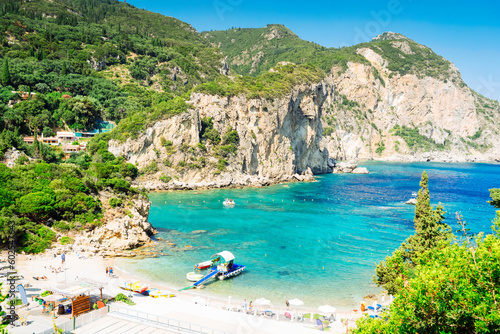 Fototapeta Naklejka Na Ścianę i Meble -  Paleokastritsa beach on Korfu, Greece