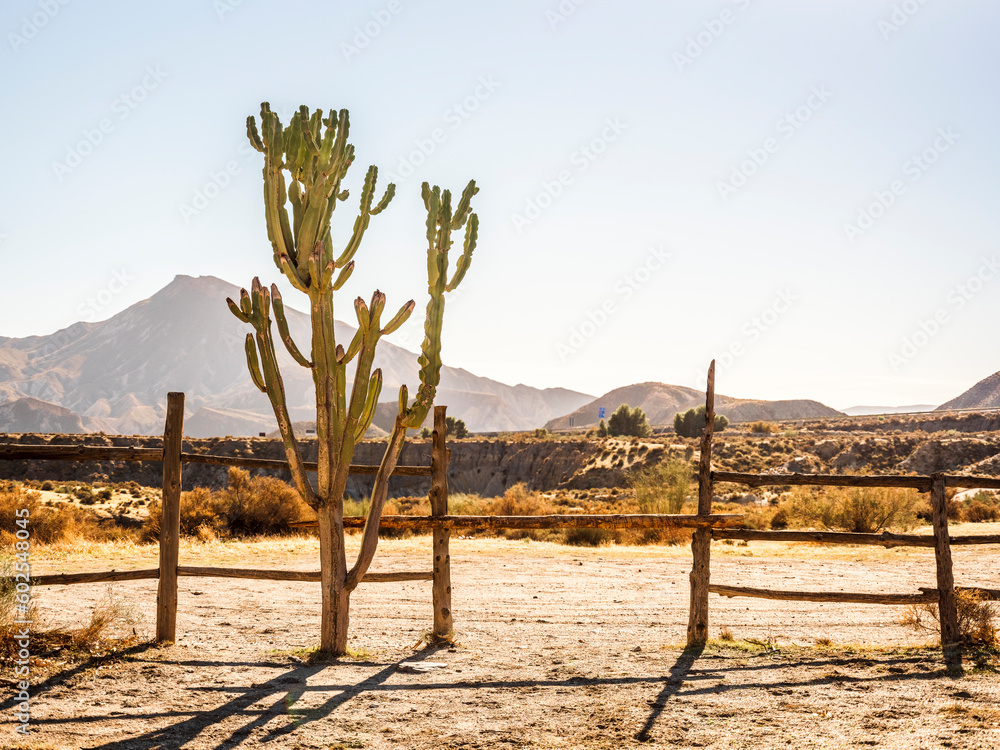 Great view of Tabernas desert, movie set place in Almeria, andalusia, Spain.