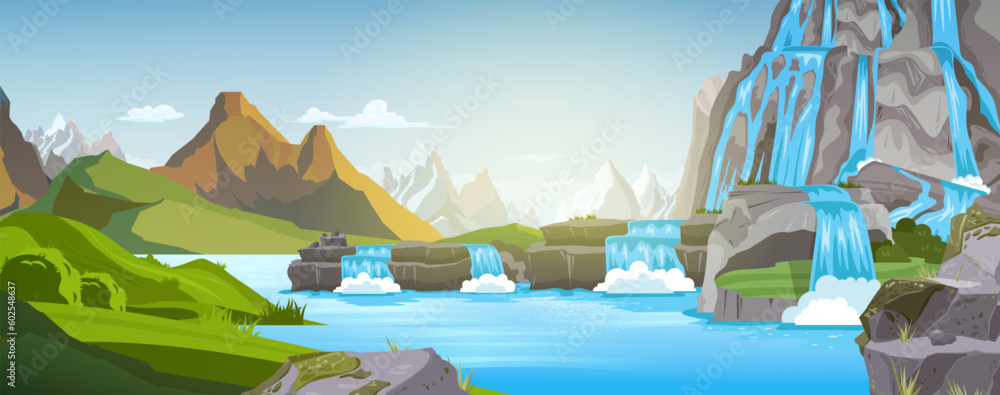 Mountain Waterfall Background