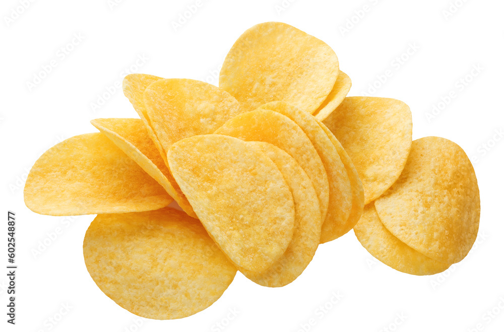 Delicious potato chips cut out Delicious potato chips cut out