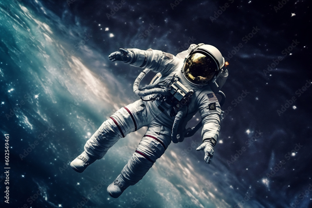 Fototapeta premium Astronaut in outer space over the planet