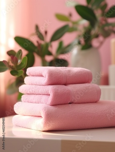 Soft Pile of Towels in Daylight Spa Lifestyle