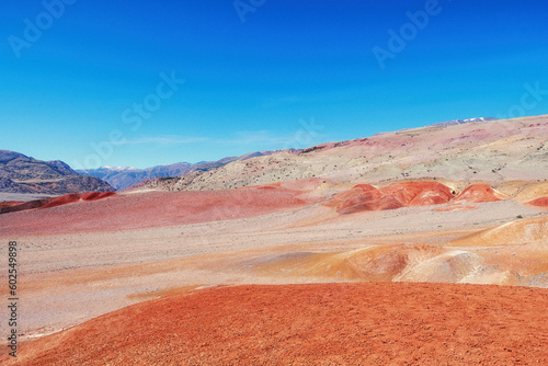 Desert rocks and sand that looks like Martian surface. Mountain dry hills backgrounds