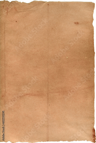 Vintage Paper with Distressed Texture and Torn Aged Edges: Rustic Brown