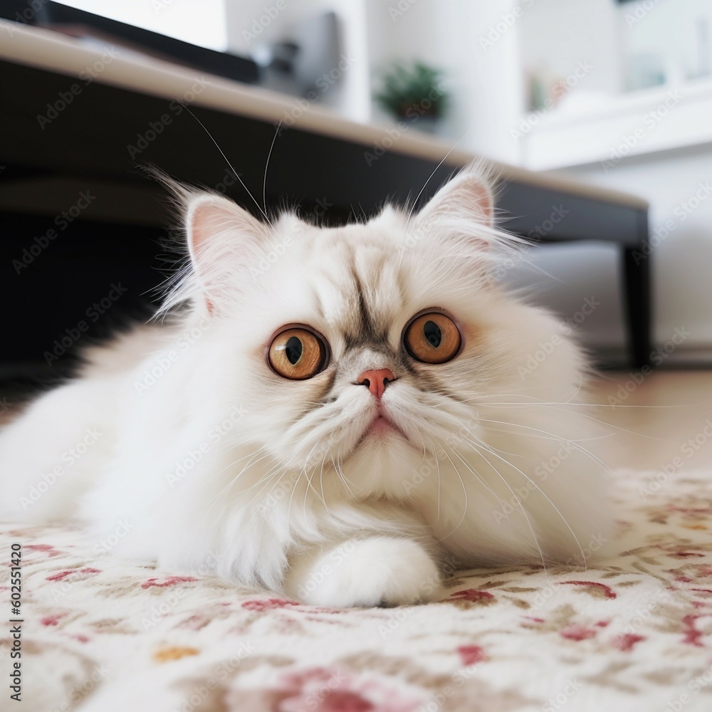 Persian cat lying on the floor. Created with Generative AI technology
