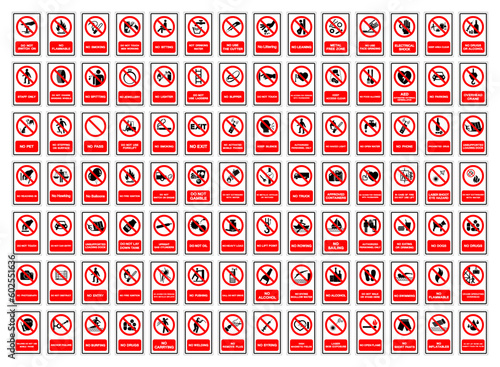 Set Of Forbidden Required Symbol Sign, Vector Illustration, Isolated On White Background Label .EPS10