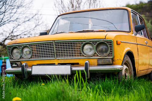 Yellow old soviet car