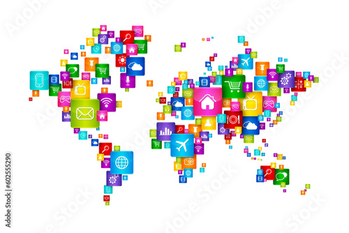 World Map Flying Desktop Icons collection