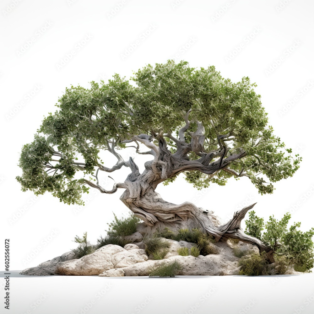 Detailed botanical illustration of a tree on a white background. Generative AI Detailed botanical illustration of a tree on a white background. Generative AI
