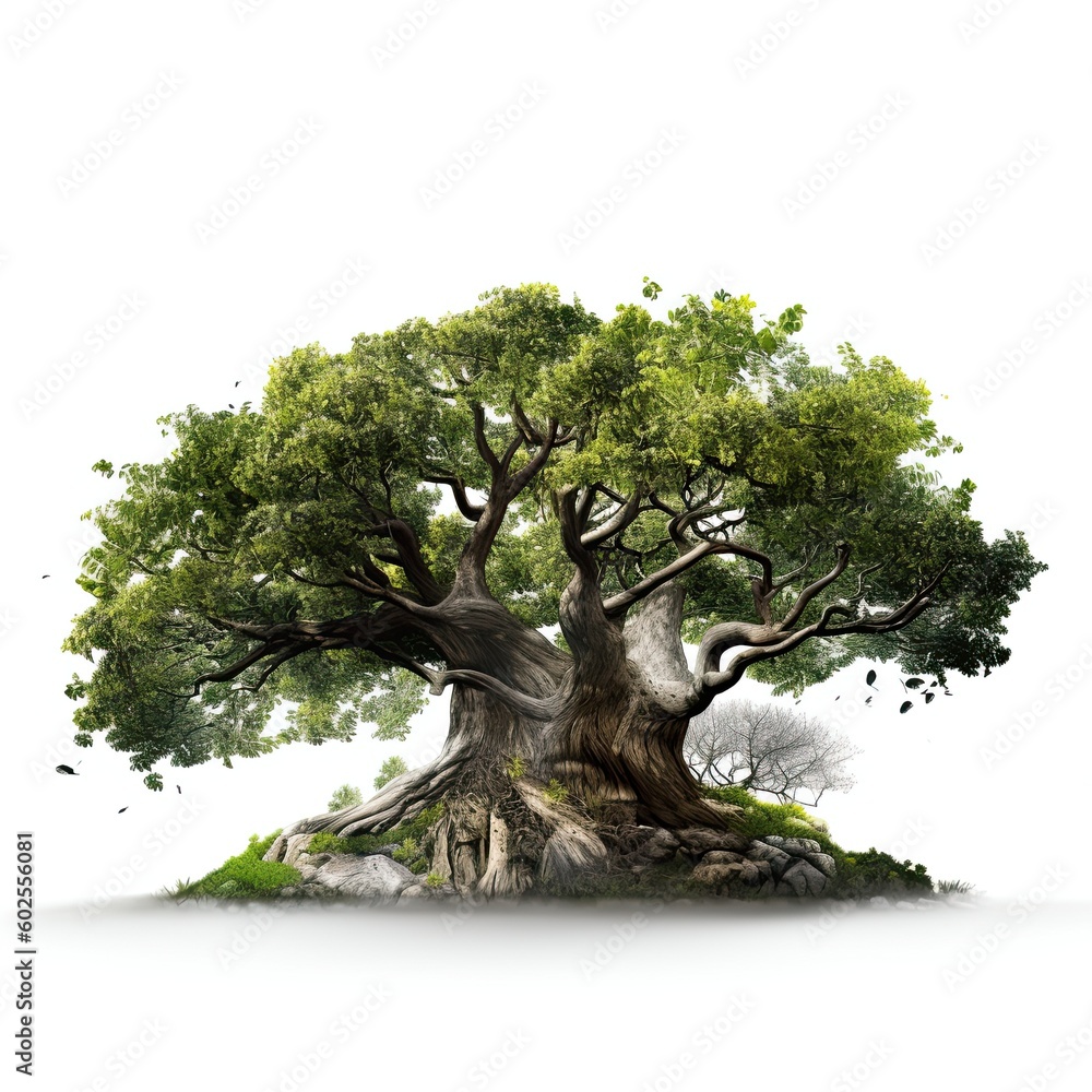 Detailed botanical illustration of a tree on a white background. Generative AI Detailed botanical illustration of a tree on a white background. Generative AI