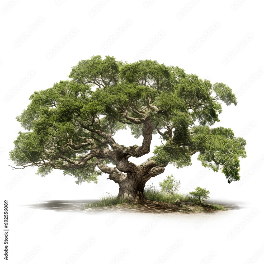 Detailed botanical illustration of a tree on a white background. Generative AI Detailed botanical illustration of a tree on a white background. Generative AI