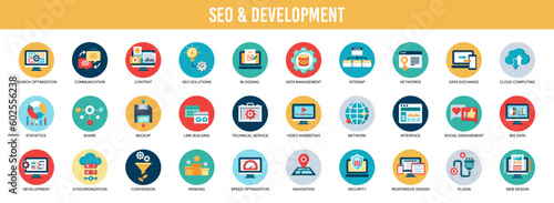 SEO and promotion icons collection. Business and marketing. Vector illustration