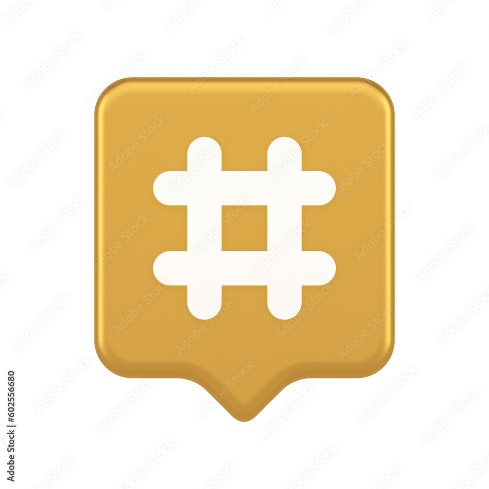 Obraz premium Hashtag button social network media communication symbol internet message key 3d speech bubble icon
