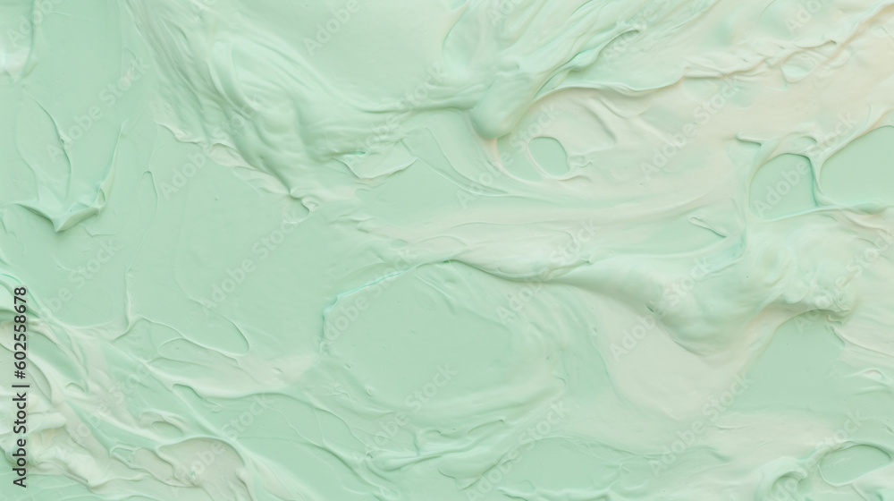 cream texture in pastel green and turkis colors, top view