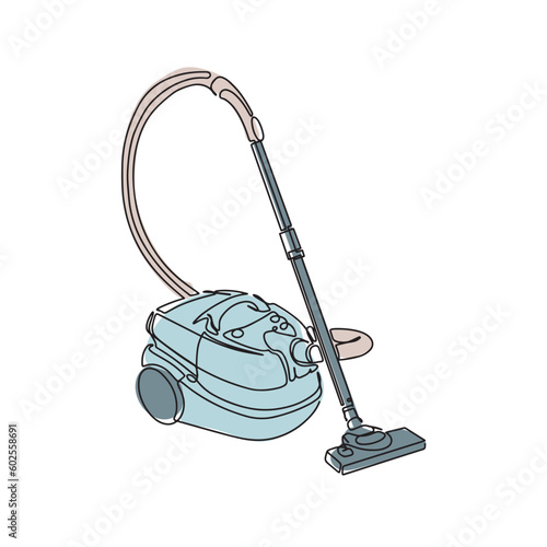 Continuous one single line drawing Vacuum cleaner icon vector illustration concept