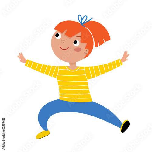 Little athletic girl vector illustration