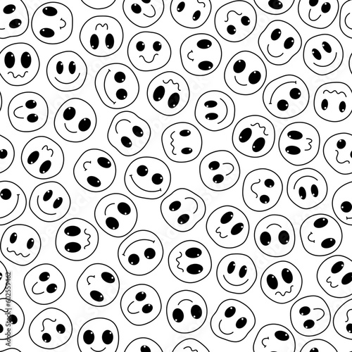 Happy smile faces seamless pattern