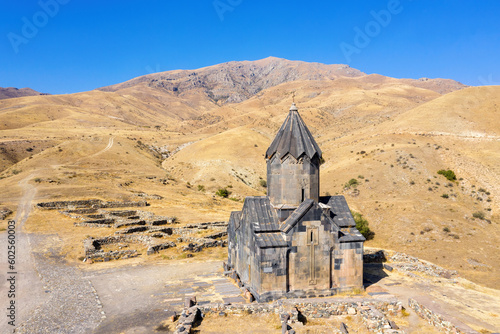 Drone view of Tanahat Monastery and remains of Gladzor university on sunny autumn day. Vayots Dzor Province, Armenia. photo