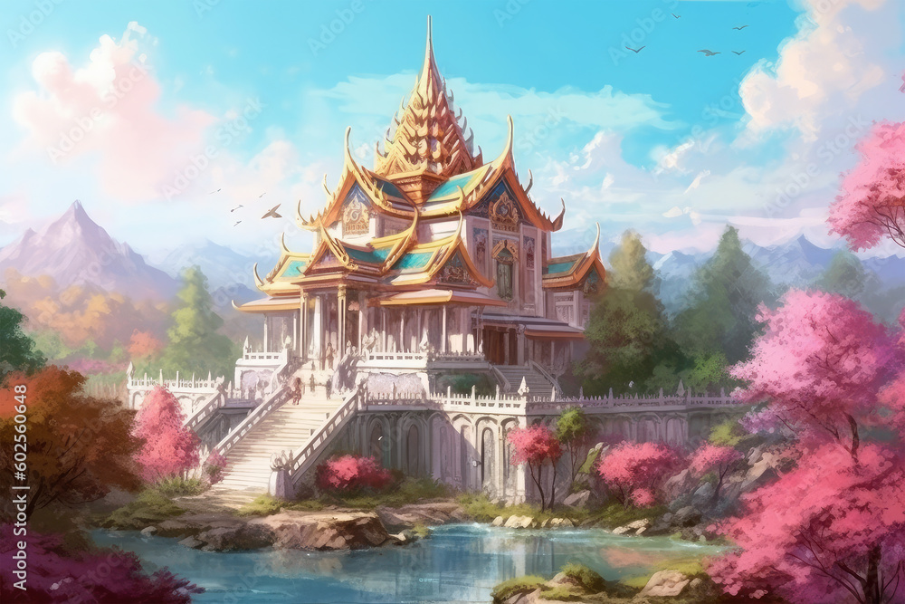 Thai style temple background Thai style temple background