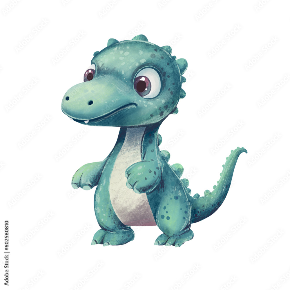 Naklejka premium Cute Dinosaur cartoon Animals Child textured Illustration