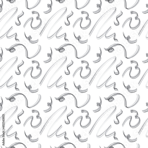 Seamless pattern with hand drawn brush strokes. Ink illustration. Isolated on white background. Hand drawn black elements.