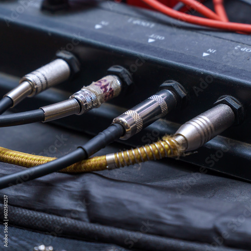 Canvas Print Audio jacks are plugged into a guitar synthesizer or processor