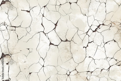 Seamless broken cracks background texture. Tileable stained peeling paint craquelure crackle pattern transparent grunge overlay. Generative AI.